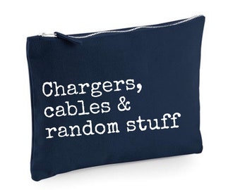 Chargers and cables bag, personalised charger pouch, charger organisation, bag for chargers and leads