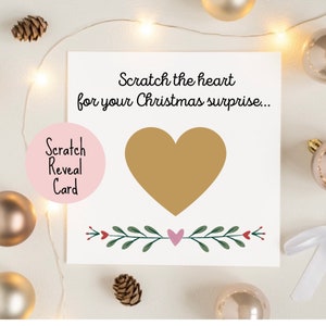 Christmas scratch reveal card, baby surprise reveal for grandparents, will you be godparent card, Xmas gift surprise card