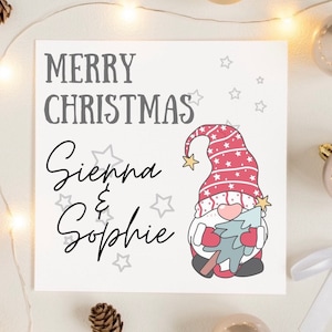 Personalised merry Christmas children card, Santa gonk card, grandchildren Christmas cards, granddaughter card, kids Xmas cards