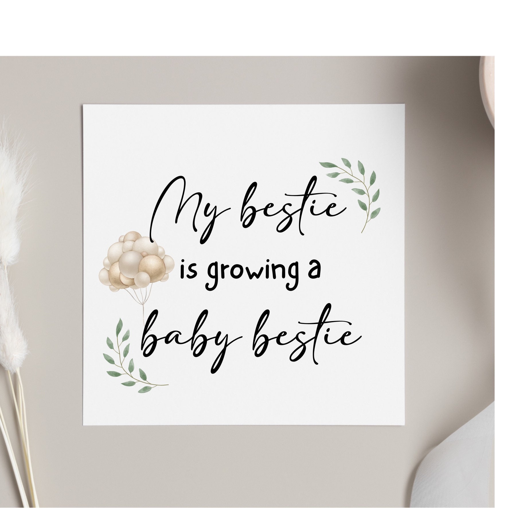 My Bestie Growing a Baby Bestie Card Congratulations Best Etsy