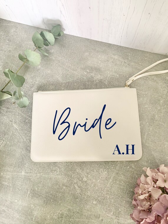 Personalised bridesmaid clutch bag, wedding day handbag, maid of honour  clutch, hen do handbag, bridal clutch, bridesmaid