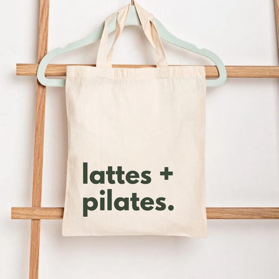 Lattes + Pilates Tote Bag, Reformer Pilates bag, Pilates Stuff, Pilates Instructor Gift, Workout Bag, Sister or Friend Birthday Gift, Coffee