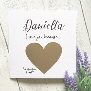 Valentines day card, romantic card, personalised valentines card, scratch off surprise card, i love you card, romantic card for couples