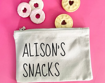 Snacks pouch bag, personalised snack, sweets  pouch for office or handbag, Christmas gift ideas, stocking filler or secret Santa presents