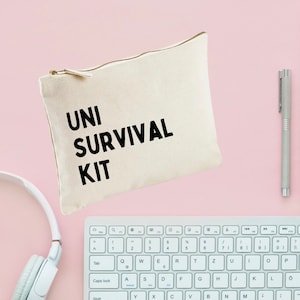 Uni survival kit pouch, good luck at university present for son or daughter, uni essentials, first year of high school gift