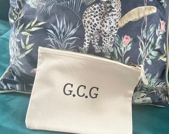Personalised pouch bag, initials make up and accessory pouch, home organisation, bag for chargers and leads