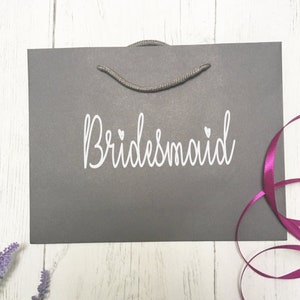 Bridesmaid gift bag, bridesmaid proposal,medium grey gift bag, luxury gift bag, rope handle bag, wedding gift bag, bridesmaid thank you gift