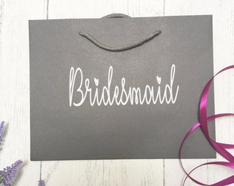 Bridesmaid gift bag, bridesmaid proposal,medium grey gift bag, luxury gift bag, rope handle bag, wedding gift bag, bridesmaid thank you gift
