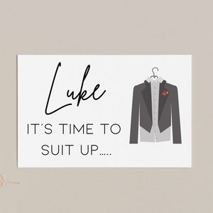 Best man proposal card, it’s Time to suit up, personalised be my best man card, suit up, wedding proposal cards