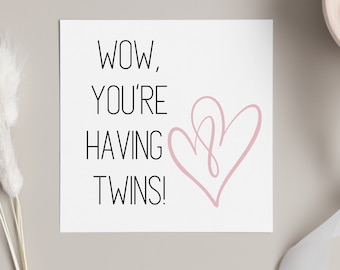 Twin baby card, congratulations on baby twins, you’re having twins card, new baby cards, double love twins, twin baby mumma