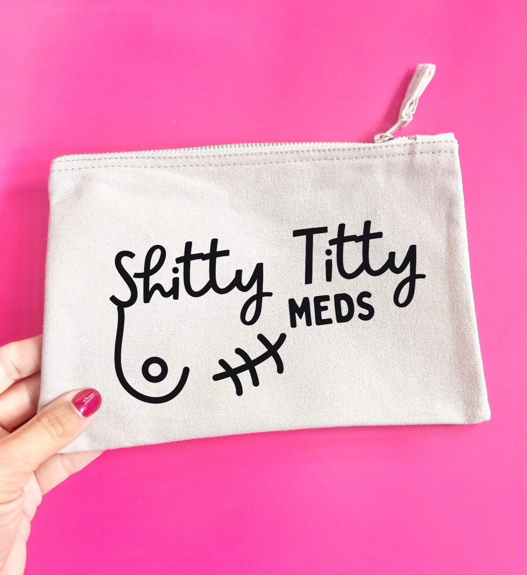 Shitty Titty Meds Pouch, Breast Cancer Chemo Crap Bag for Tablets
