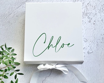 Personalised white gift box, bridesmaid proposal box for little gifts, gift box for my bride to be on wedding day