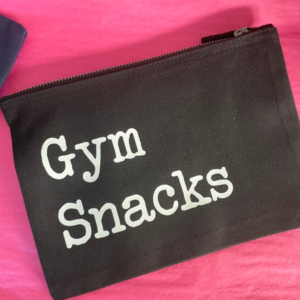 Gym Snacks pouch bag, personalised gym pouch for protein bars or energy drinks, Father’s Day gift for dads