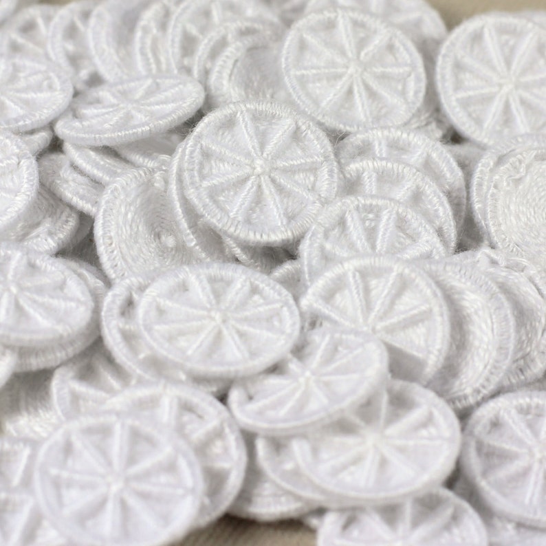 DORSET BUTTONS HANDMADE Cross Wheel Design White