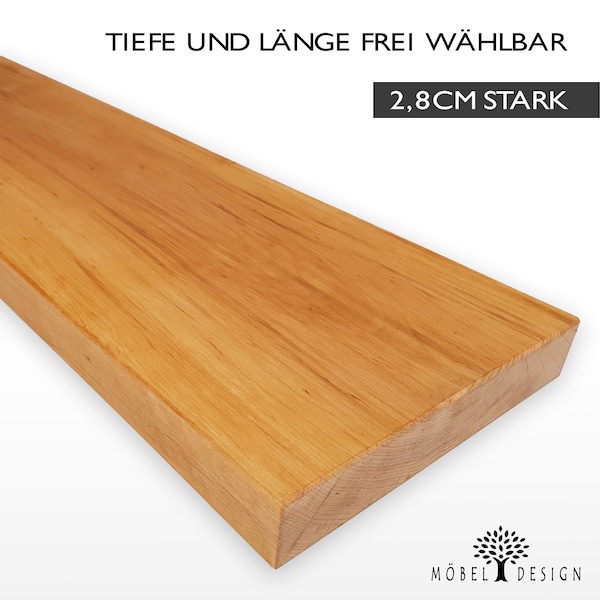 Erle Massivholz Regal 14-24cm tief / 2,8cm stark - diverse längen - Wandboard, Wandregal, Schweberegal / Holzregal