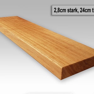 Massiv kvistig vägghylla i ek, 24 cm djup / 2,8 cm tjock - Väggskiva - Flytande vägghylla i massivt trä tillverkad av ek / Trähylla