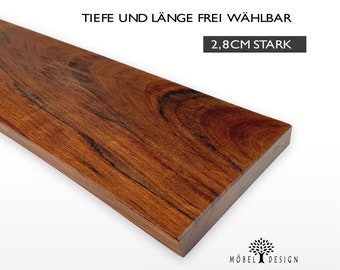 Estante de madera maciza Amazakoue de 14-24 cm de profundidad / 2,8 cm de grosor - varias longitudes - Ovengkol macizo - tablero de pared, estante de pared, estante flotante / estante de madera