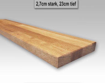 Eiche Wandregal 23cm tief / 2,7cm stark - Wandboard - Schwebendes Massivholz Wandregal aus Eichenholz