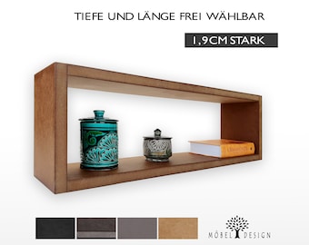 Wall shelf made of MDF - 13-25 cm deep - floating bookcase - various colors and sizes