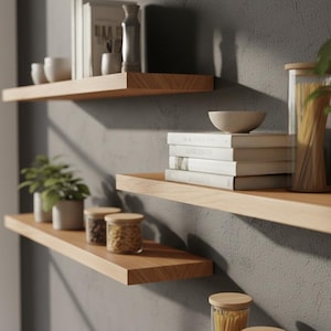 Buche Massivholz Wandregal 14-24cm tief / 2,8cm stark - Wandboard - Schwebendes Massivholz Wandregal / Holzregal / Schweberegal