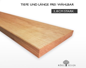 Kirschbaum Massivholz Ragal 14-24cm tief / 2,8cm stark / Holzregal / Schweberegal / Regal Schwebend / Bücherregal /