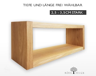 Eiche Massivholz Wandregal - 19-24cm tief - Schwebendes Bücherregal aus Asteiche - versch. Größen