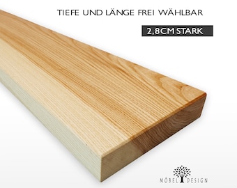 Esche Massivholz Regal 14-24cm tief / 2,8cm stark - diverse längen - Wandboard, Wandregal, Schweberegal / Holzregal