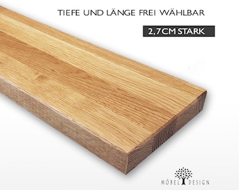 Eiche Massivholz Stabverleimt / 16-26cm tief / 2,7cm stark - ver. längen - Schwebendes Wandboard aus Eichenholz / Holzregal