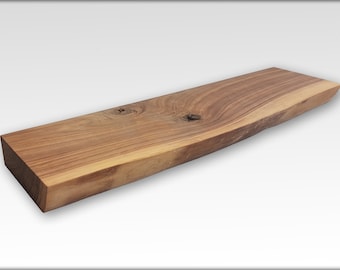 Estante de pared de nogal macizo con borde de árbol 26 / 3.0 Personalizable / estante de madera / estante de pared de nogal