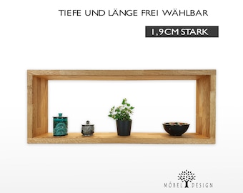 Estante de pared de madera maciza de roble - 16-23 cm de profundidad - librería flotante hecha de varillas de roble encoladas - varios tamaños
