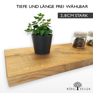 Eiche Massivholz Regal 14-24cm tief / 2,8cm stark Wildeiche Wandbrett Wandboard, Eiche Wandregal, Schweberegal Eiche / Holzregal Bild 1