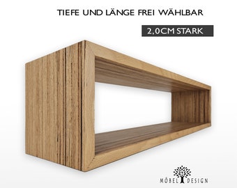 Buche Massivholz Wandregal - 14-24cm tief - Schwebendes Bücherregal aus Baubuche - versch. Größen