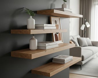 Massief eiken wandplank 14-24 cm diep / 2,8 cm dik - wilde eiken wandplank, zwevende plank geknoopt eiken, afdekplaat, vensterbank