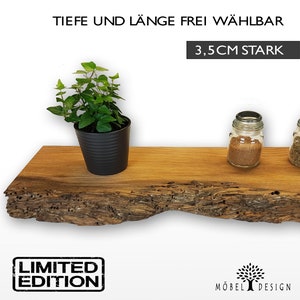 Venetian oak shelf 14-26 cm deep / 3.5 cm thick - floating solid wood wall shelf made of oak / wooden shelf / floating shelf