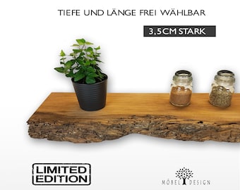 Venezianische Eiche Regal 14-26cm tief / 3,5cm stark - Schwebendes Massivholz Wandregal aus Eichenholz / Holzregal / Schweberegal