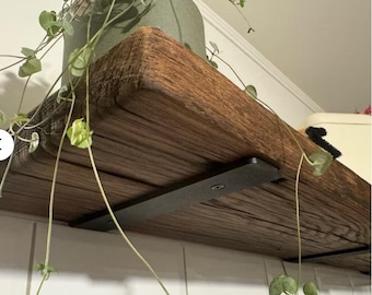 Estante de pared de madera recuperada de roble de 20 cm de profundidad / 4 cm de grosor / tablero de pared - Estante de pared flotante de madera maciza de roble / estante de madera