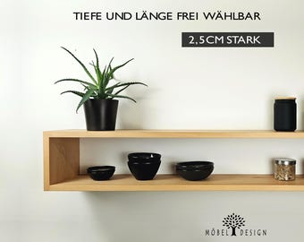 Estantería de pared de haya maciza - 14-24 cm de fondo - Librería flotante de haya - varios tamaños
