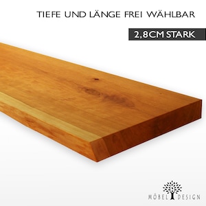 Cherry tree wall shelf with tree edge solid 14-26 cm deep / 2.8 cm thick / wooden shelf / floating wall shelf / wall board solid wood