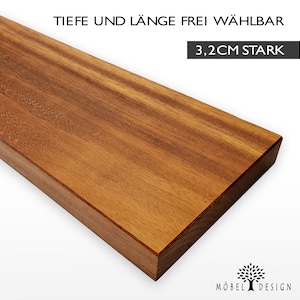 Mensola da parete in legno massello Kambala - profondità 14-24 cm / spessore 3,2 cm / mensola in legno / libreria / legno di teak