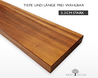 Estante de pared de madera maciza Kambala - 14-24 cm de profundidad / 3,2 cm de grosor / estante de madera / librería / madera de teca