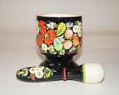 Mortar and pestle Hand painted Mortar pestle Farmhouse decor Wood and florals Medical pharmacist Mom grandmother Wood hand mixer Home remedy