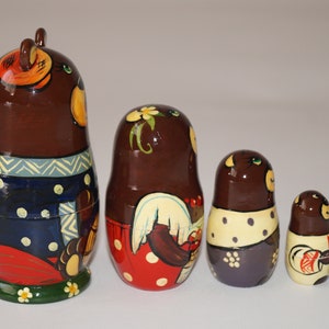 Nesting dolls Wooden toys Matryoshka doll Ethnic Doll Original painting Home Decor Gift for kids Babushka toys Painted dolls Wooden doll image 4