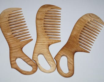 Peine de madera de roble, peine de madera hecho a mano