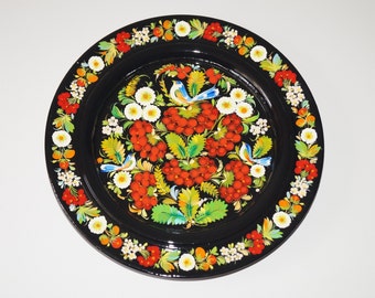 Wall decor plate Gift idea Gift for mother Folk art Wooden plate Hand painted plate Ukrainian plate Petrykivka plate Decorative plate