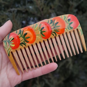 Wooden comb Comb Handmade Hand-painted comb Natural comb Wooden hairbrush Gift for girlfriend Gift for her image 4