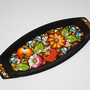 Serving utensils Serving tray Folk art Kitchen decor Decorative tray Hand painted tray Tea serving tray Decorative plate Hand-painted