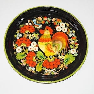 Serving utensils Serving tray Folk art Kitchen decor Decorative tray Hand painted tray Tea serving tray Decorative plate Hand-painted