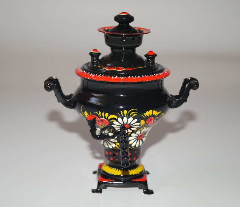 Small samovar Handpainted samovar Mini samovar Hand-painted Ukrainian samovar Gift idea Samovar teapot Flower samovar Ukrainian painting image 10