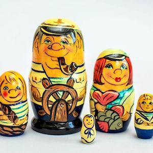 Poupée Babushka peinte à la main Peinture originale Poupées en bois Poupées gigognes en bois Poupées peintes à la main Poupée gigognes Poupées décoratives