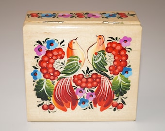 Jewellery box Wooden box Hand painted box Handmade box Art gift Exclusive box Gift for her Wedding ring box Painted wooden box